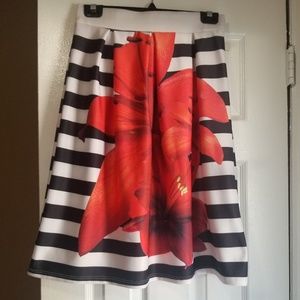 Women's Flower & Stripe Print Skirt